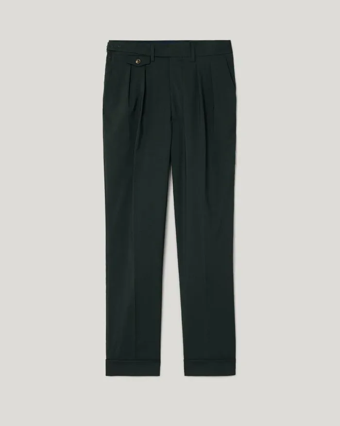 Politix Suit Pants Men Wool Gurkha Fashion Pant Dark Khaki