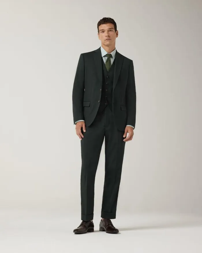 Politix Suit Pants Men Wool Gurkha Fashion Pant Dark Khaki