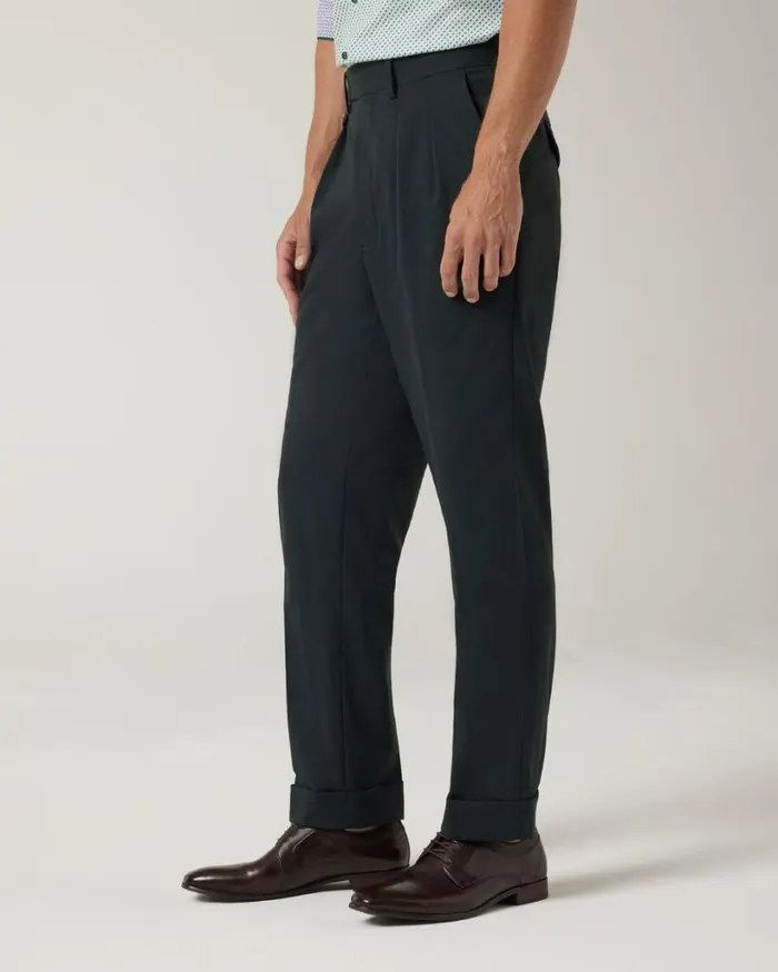 Politix Suit Pants Men Wool Gurkha Fashion Pant Dark Khaki