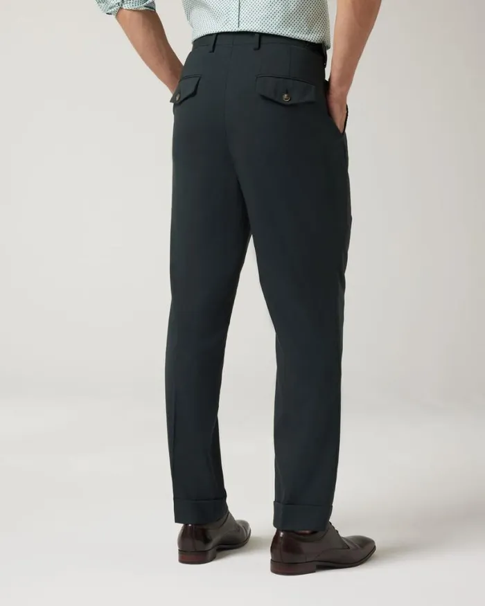 Politix Suit Pants Men Wool Gurkha Fashion Pant Dark Khaki