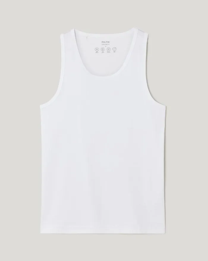 Politix TShirts Men Slim Fit Classic Cotton Singlet White