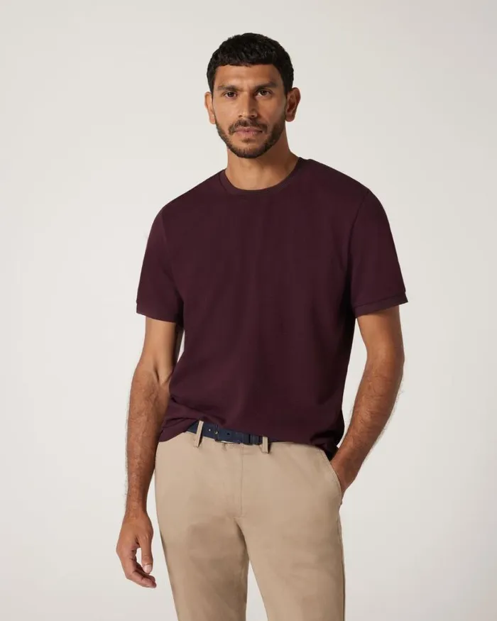 Politix TShirts Men Slim Fit Jacquard Texture Tee Aubergine