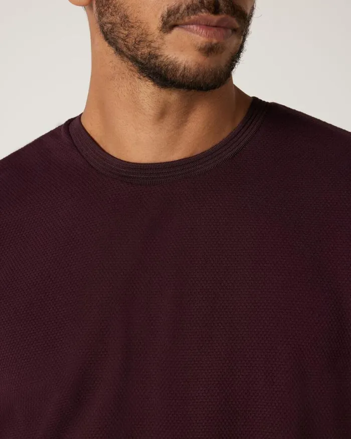 Politix TShirts Men Slim Fit Jacquard Texture Tee Aubergine
