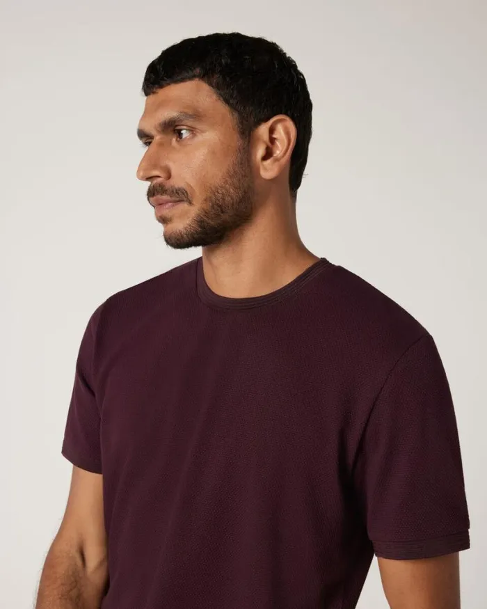 Politix TShirts Men Slim Fit Jacquard Texture Tee Aubergine