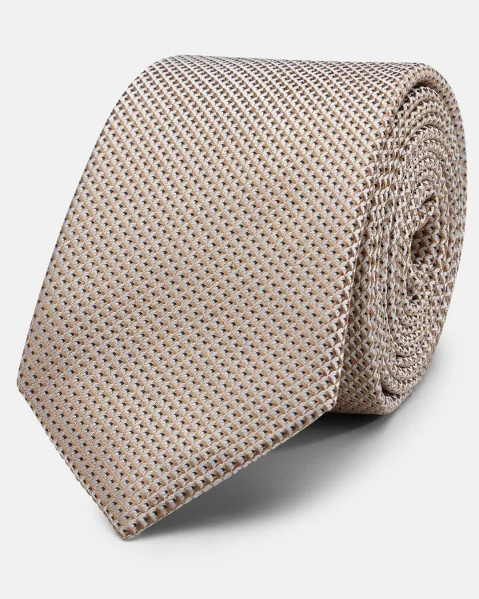 Politix Ties Men Silk Micro Texture Tie Fawn