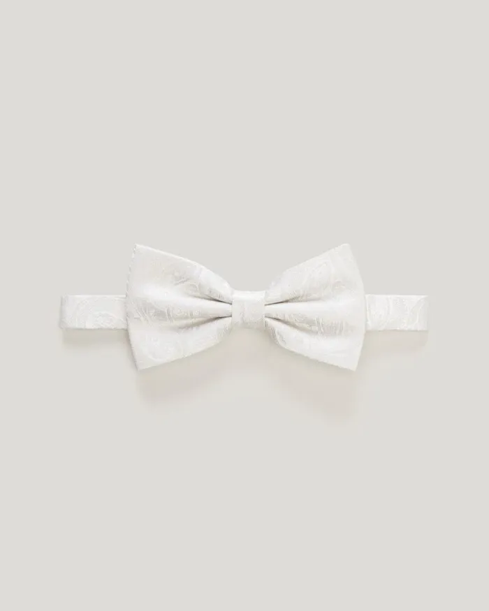 Politix Ties Men Silk Paisley Jacquard Bow Tie Ivory