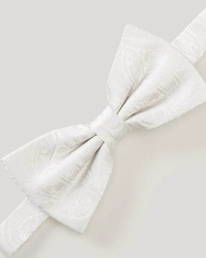 Politix Ties Men Silk Paisley Jacquard Bow Tie Ivory