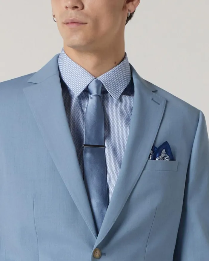 Politix Ties Men Silk Satin Tie Chalk Blue