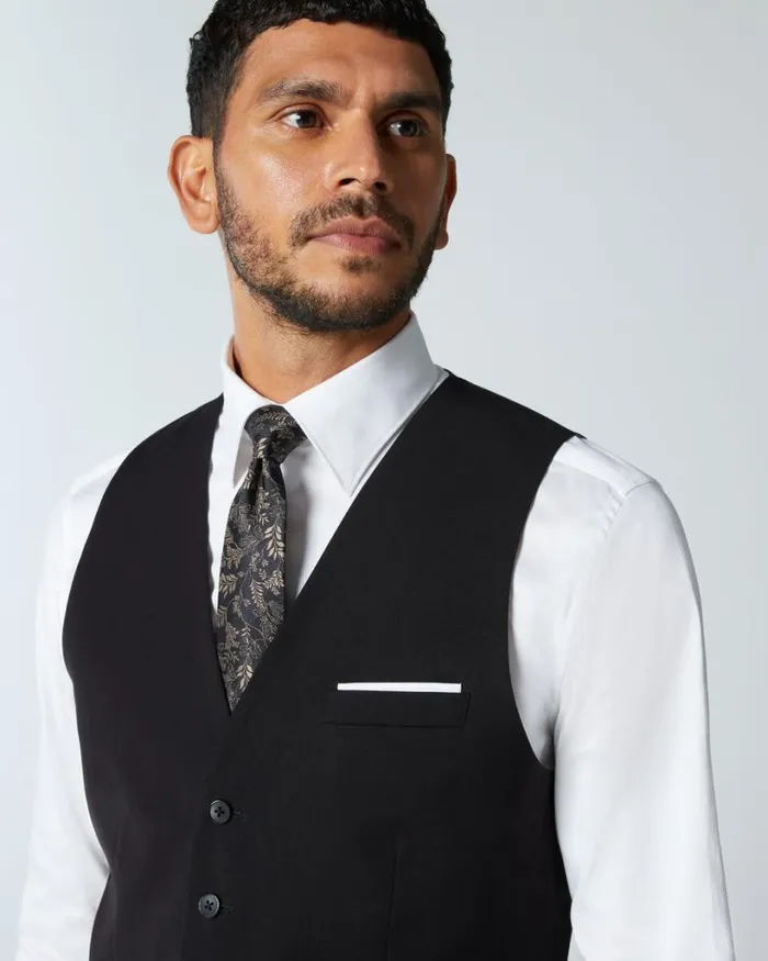 Politix Vests Men 5 Buttoned Tailored Vest Black