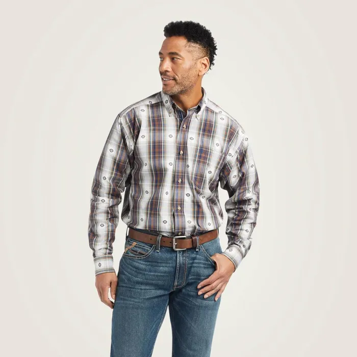Pro Series Geoffrey Classic Fit Shirt Estate Blue Men Ariat Button Down Shirts