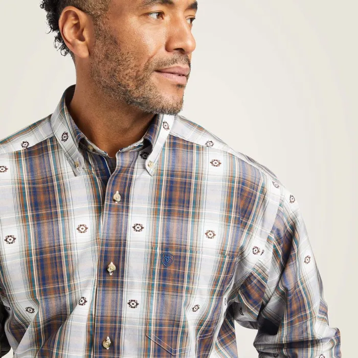 Pro Series Geoffrey Classic Fit Shirt Estate Blue Men Ariat Button Down Shirts