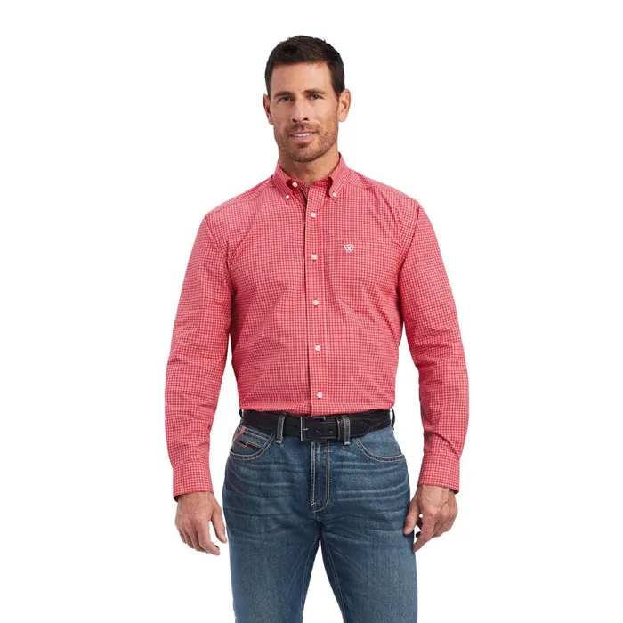 Pro Series Nevin Stretch Classic Fit Shirt Tango Red Men Ariat Button Down Shirts