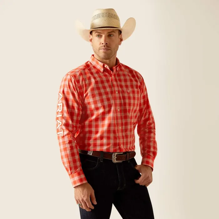 Pro Series Team Lewis Classic Fit Shirt Orange Men Ariat Button Down Shirts