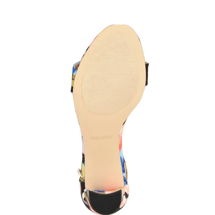 Pruce Ankle Strap Block Heel Sandals Black Floral Women Nine West Dress Pruce Ankle Strap Block Heel Sandals Black Floral Women Nine West Dress