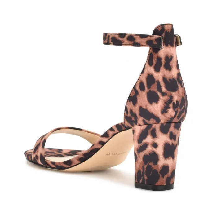 Pruce Ankle Strap Block Heel Sandals Tan Leopard Women Nine West Heeled Pruce Ankle Strap Block Heel Sandals Tan Leopard Women Nine West Heeled
