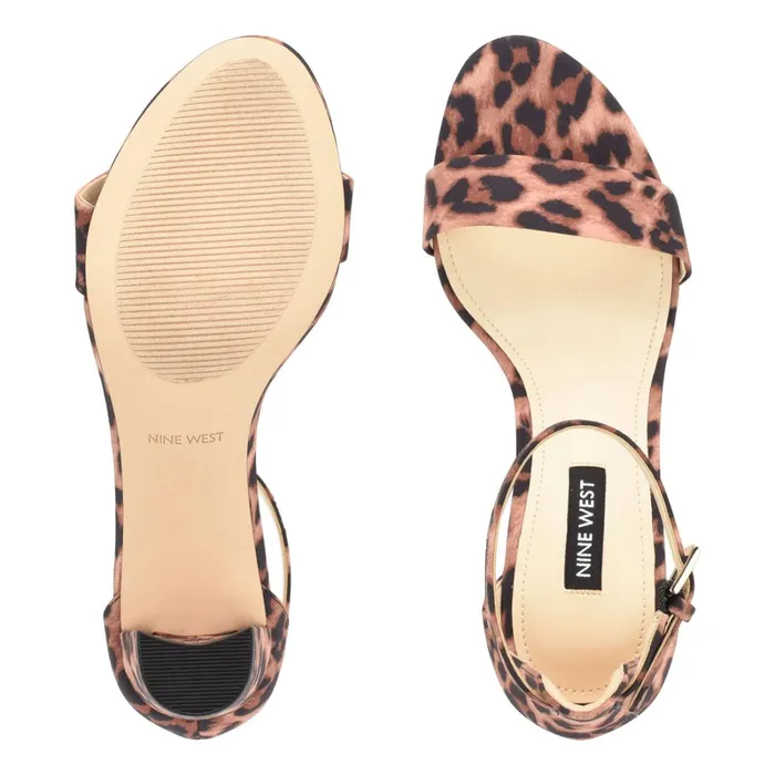 Pruce Ankle Strap Block Heel Sandals Tan Leopard Women Nine West Heeled Pruce Ankle Strap Block Heel Sandals Tan Leopard Women Nine West Heeled