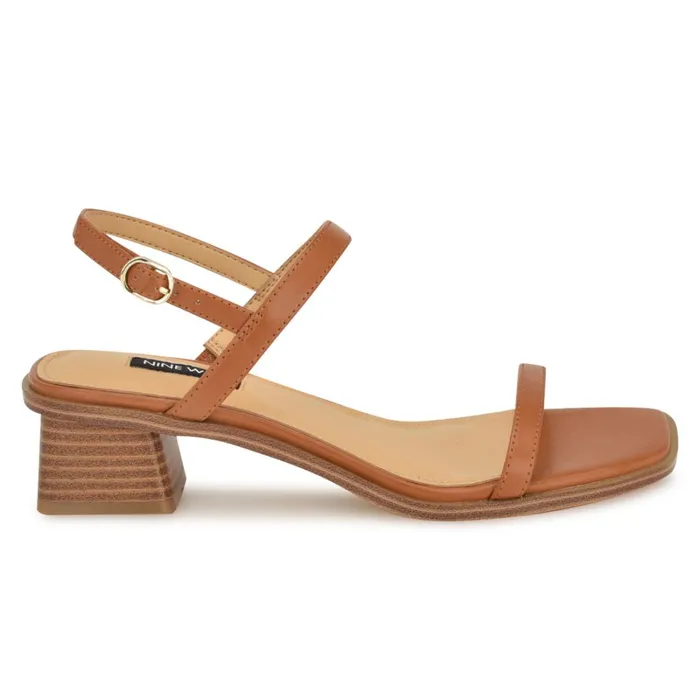 Purdy Block Heel Sandals Tan Women Nine West Low Heel