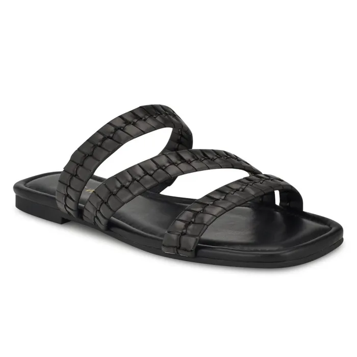 Quinlea Flat Strappy Sandals Black Women Nine West Flats Quinlea Flat Strappy Sandals Black Women Nine West Flats