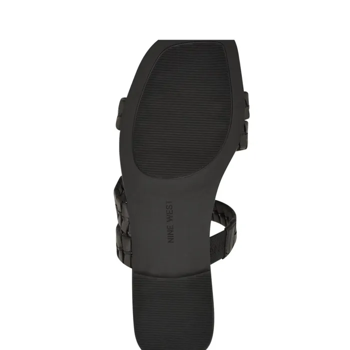 Quinlea Flat Strappy Sandals Black Women Nine West Flats Quinlea Flat Strappy Sandals Black Women Nine West Flats