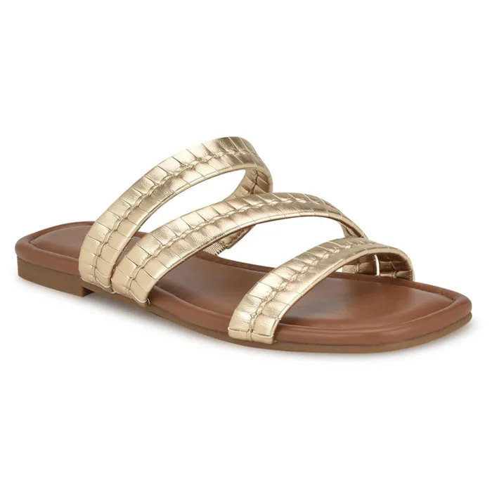 Quinlea Flat Strappy Sandals Platino Women Nine West Flats Quinlea Flat Strappy Sandals Platino Women Nine West Flats