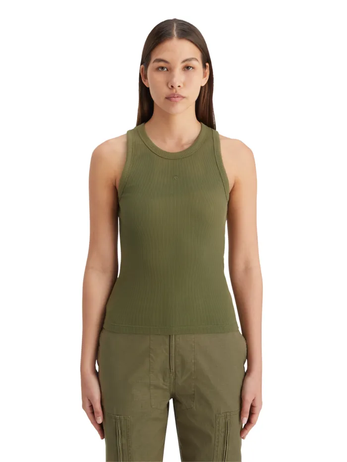 RACER RIB TANK Washed Military Women Scotch and Soda Tops and TShirts