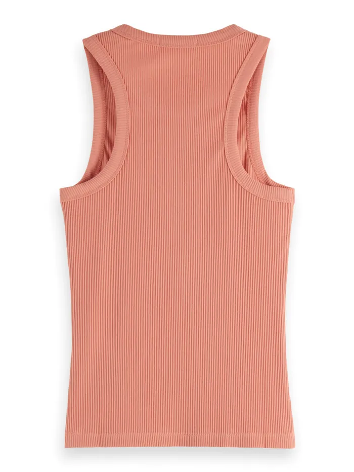 RACER RIB TANK Washed Military Women Scotch and Soda Tops and TShirts