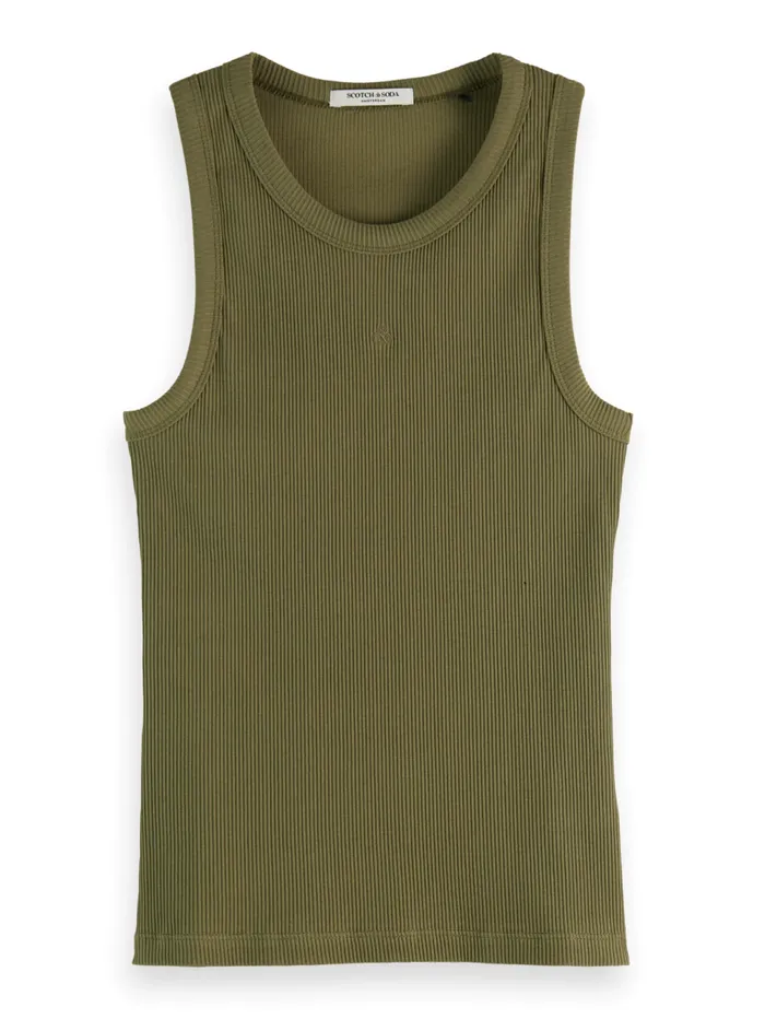 RACER RIB TANK Washed Military Women Scotch and Soda Tops and TShirts