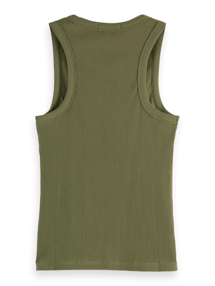 RACER RIB TANK Washed Military Women Scotch and Soda Tops and TShirts