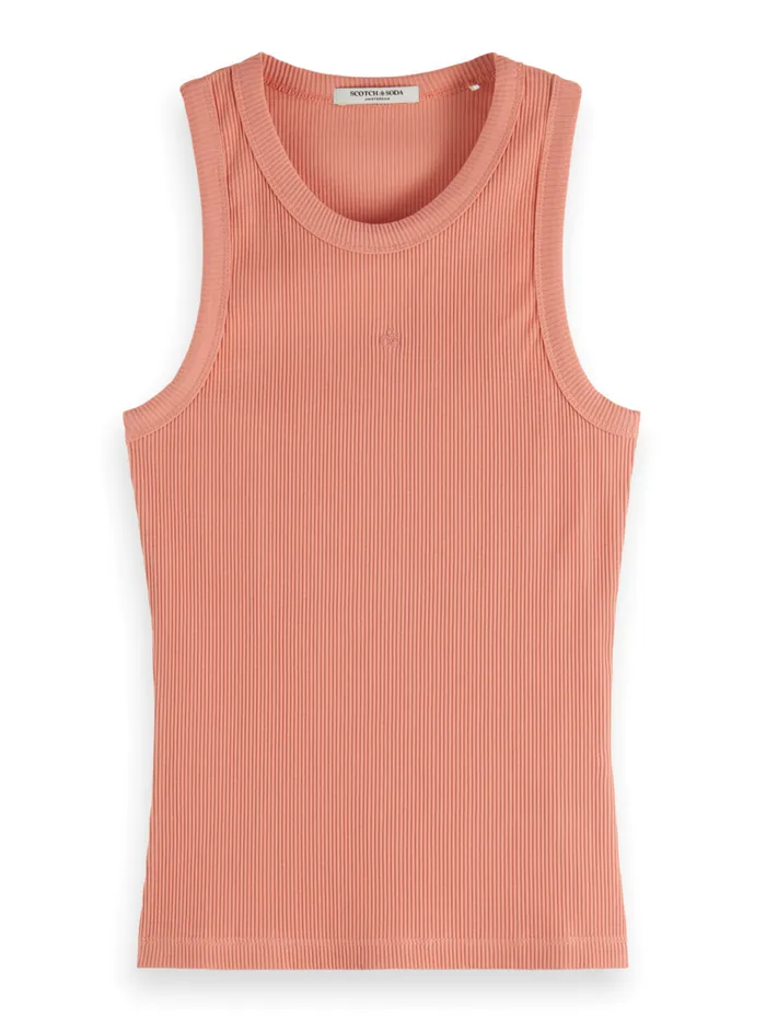 RACER RIB TANK Washed Military Women Scotch and Soda Tops and TShirts