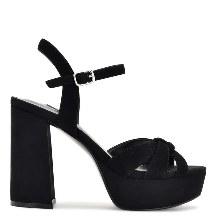 Rast Platform Sandals Black Suede Women Nine West High Heels
