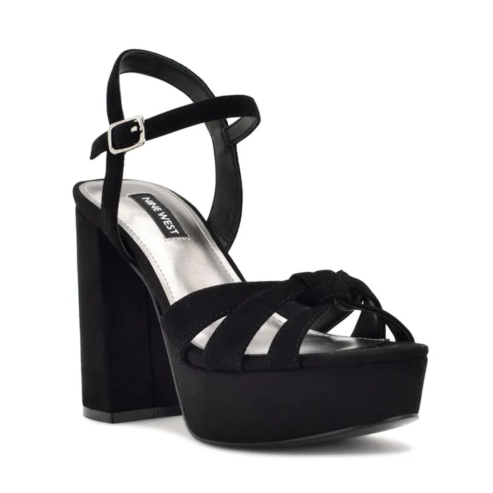 Rast Platform Sandals Black Suede Women Nine West High Heels Rast Platform Sandals Black Suede Women Nine West High Heels