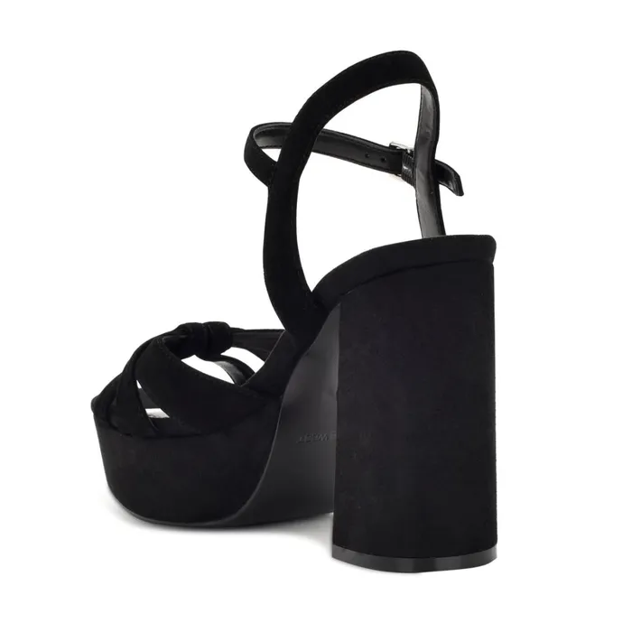 Rast Platform Sandals Black Suede Women Nine West High Heels Rast Platform Sandals Black Suede Women Nine West High Heels