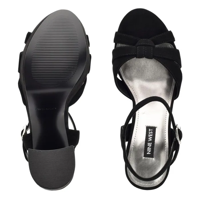 Rast Platform Sandals Black Suede Women Nine West High Heels Rast Platform Sandals Black Suede Women Nine West High Heels