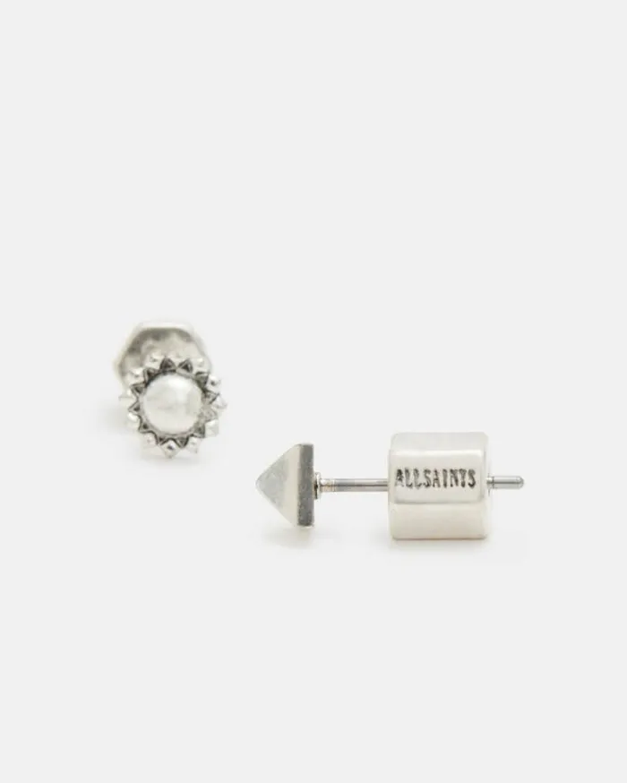 Rayen Small Studded Earring Set Warm Silver Women AllSaints Jewelry