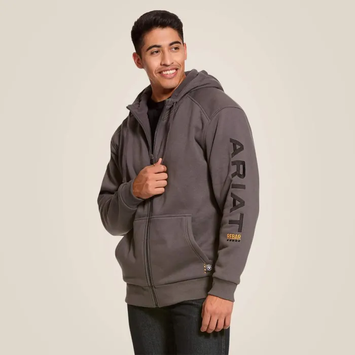 Rebar AllWeather Full Zip Hoodie Rebar Grey Men Ariat Sweatshirts and Hoodies