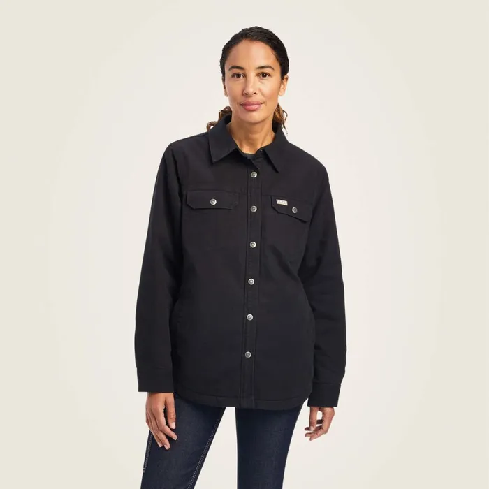 Rebar Classic Canvas Shirt Jacket Black Women Ariat Jackets and Vests