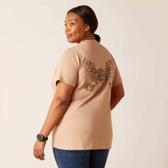 Rebar Cotton Strong American Rose TShirt Warm Taupe Women Ariat TShirts and Tops Rebar Cotton Strong American Rose TShirt Warm Taupe Women Ariat TShirts and Tops