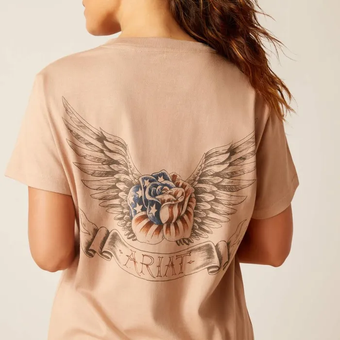 Rebar Cotton Strong American Rose TShirt Warm Taupe Women Ariat TShirts and Tops Rebar Cotton Strong American Rose TShirt Warm Taupe Women Ariat TShirts and Tops