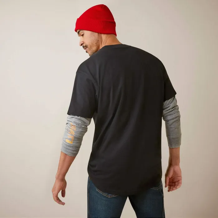 Rebar Cotton Strong Dually Black Heather Grey Men Ariat TShirts and Polos Rebar Cotton Strong Dually Black Heather Grey Men Ariat TShirts and Polos