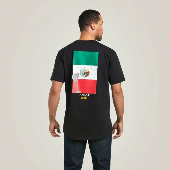Rebar Cotton Strong Mexican Pride Graphic TShirt Black Men Ariat TShirts and Polos