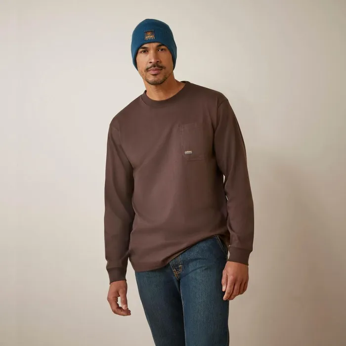 Rebar Cotton Strong Shock Fire Coffee Bean Men Ariat TShirts and Polos Rebar Cotton Strong Shock Fire Coffee Bean Men Ariat TShirts and Polos
