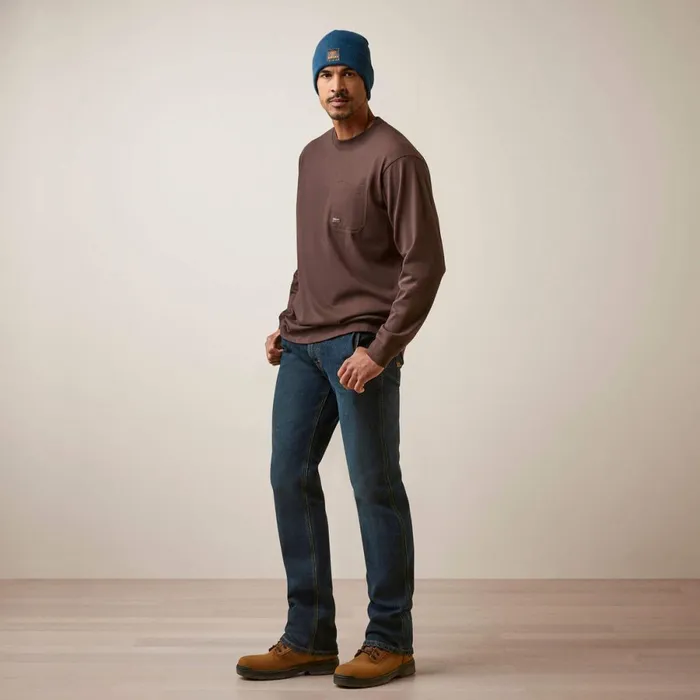 Rebar Cotton Strong Shock Fire Coffee Bean Men Ariat TShirts and Polos Rebar Cotton Strong Shock Fire Coffee Bean Men Ariat TShirts and Polos
