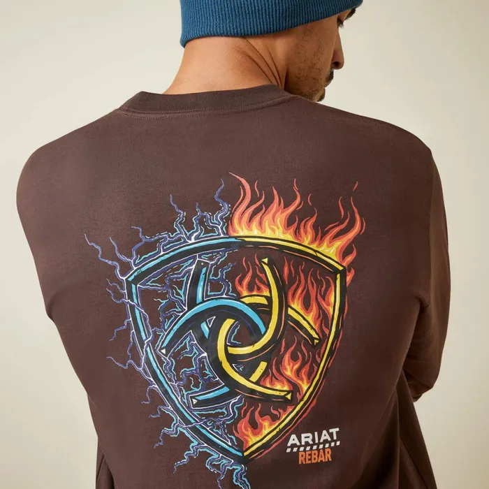Rebar Cotton Strong Shock Fire Coffee Bean Men Ariat TShirts and Polos Rebar Cotton Strong Shock Fire Coffee Bean Men Ariat TShirts and Polos