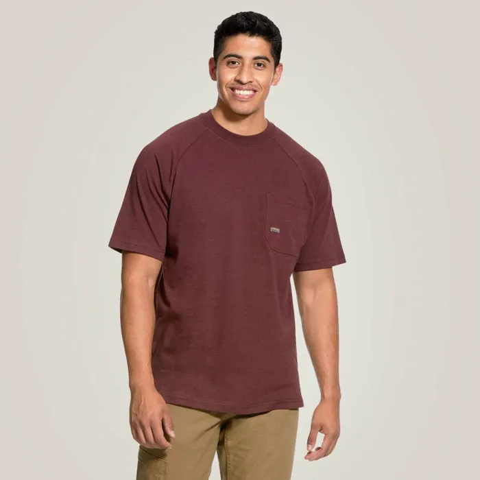 Rebar Cotton Strong TShirt Burgundy Heather Men Ariat TShirts and Polos