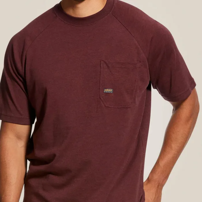 Rebar Cotton Strong TShirt Burgundy Heather Men Ariat TShirts and Polos Rebar Cotton Strong TShirt Burgundy Heather Men Ariat TShirts and Polos