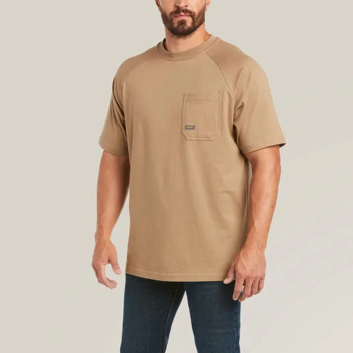 Rebar Cotton Strong TShirt Khaki Men Ariat TShirts and Polos