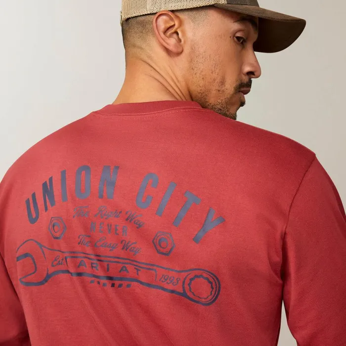 Rebar Cotton Strong Union City Brick Red Men Ariat TShirts and Polos Rebar Cotton Strong Union City Brick Red Men Ariat TShirts and Polos