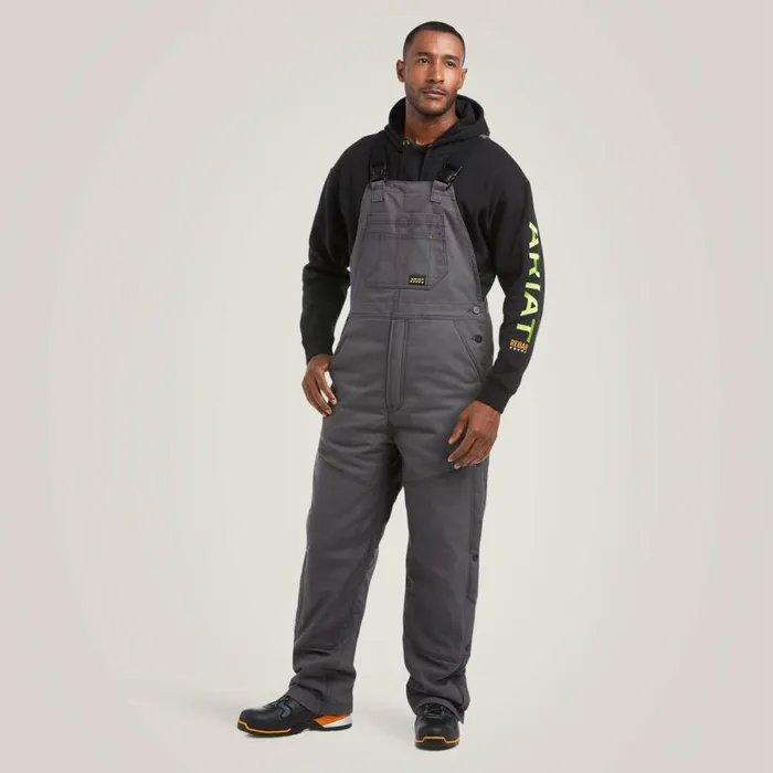 Rebar DuraCanvas Stretch Insulated Bib Rebar Gray Men Ariat Pants and Shorts