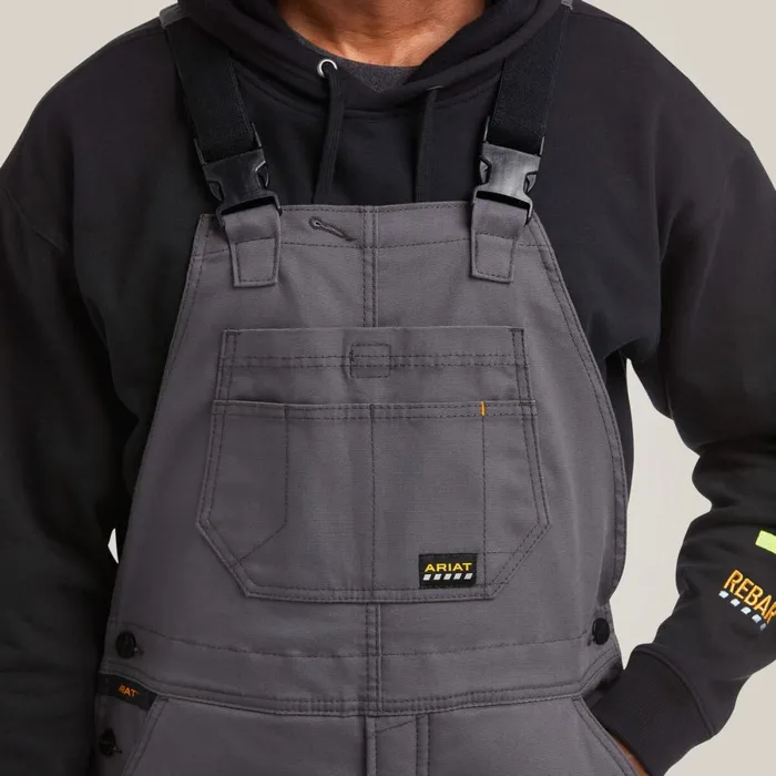 Rebar DuraCanvas Stretch Insulated Bib Rebar Gray Men Ariat Pants and Shorts Rebar DuraCanvas Stretch Insulated Bib Rebar Gray Men Ariat Pants and Shorts