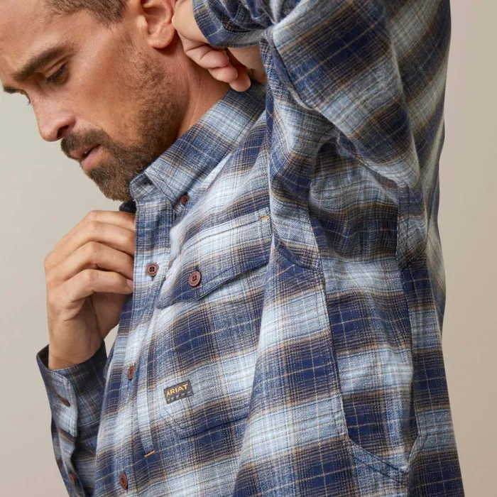 Rebar Flannel DuraStretch Work Shirt Blue Khaki Plaid Men Ariat Button Down Shirts Rebar Flannel DuraStretch Work Shirt Blue Khaki Plaid Men Ariat Button Down Shirts